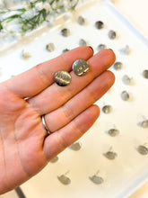 Load image into Gallery viewer, 18K Real Gold/White Gold Plated Textured Rounded Stud Posts with 316 Surgical Stainless Steel Posts
