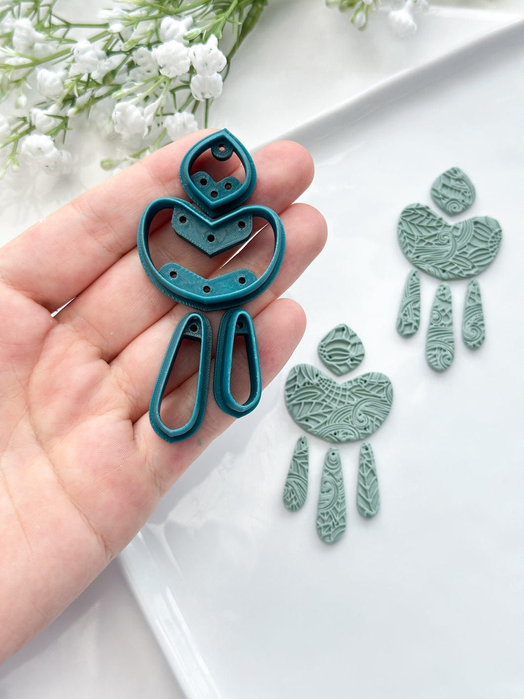 Rounded Quadruple Dangle with Drill Guides Polymer Clay Cutters