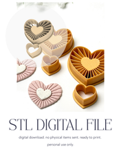 Load image into Gallery viewer, -STL Digital File- Corduroy Heart Embedded Polymer Clay Cutter PCC1771
