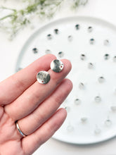 Load image into Gallery viewer, White Gold Plated Wavy Round Circle Posts with 316 Surgical Stainless Steel Posts
