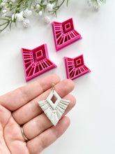 Load image into Gallery viewer, Macrame Rhombus with Drill Guides Polymer Clay Cutter
