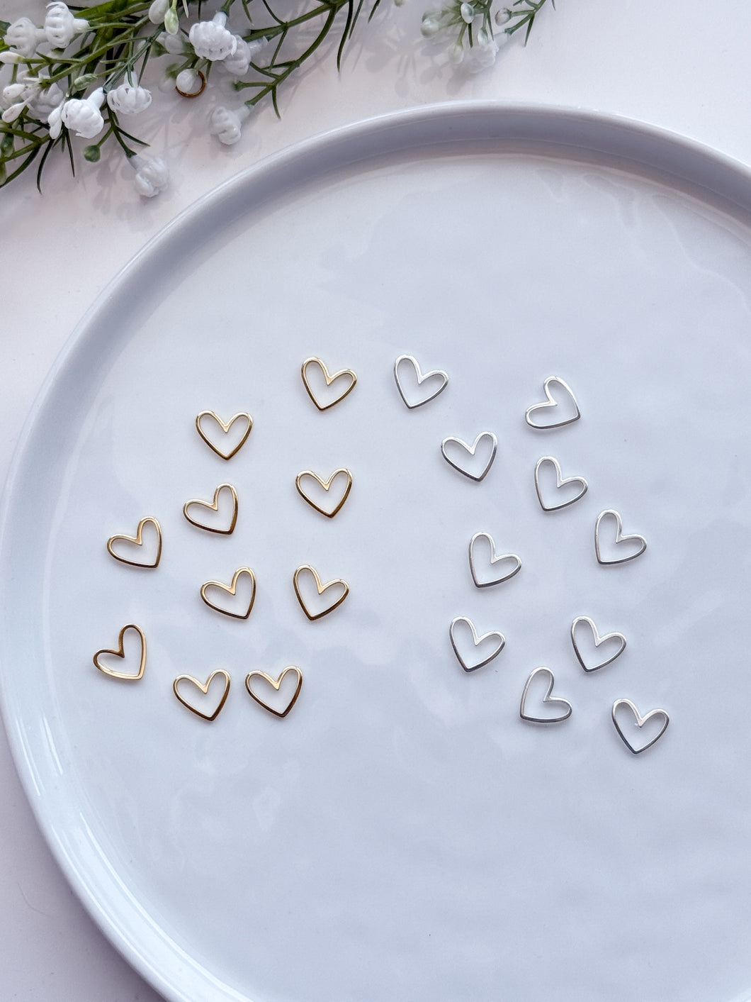 24K Gold/925 Sterling Silver Plated Heart Bezels