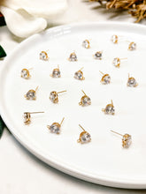 Load image into Gallery viewer, 18K Real Gold Plated Zircon Earring Stud Posts with 316 Surgical Stainless Steel Posts
