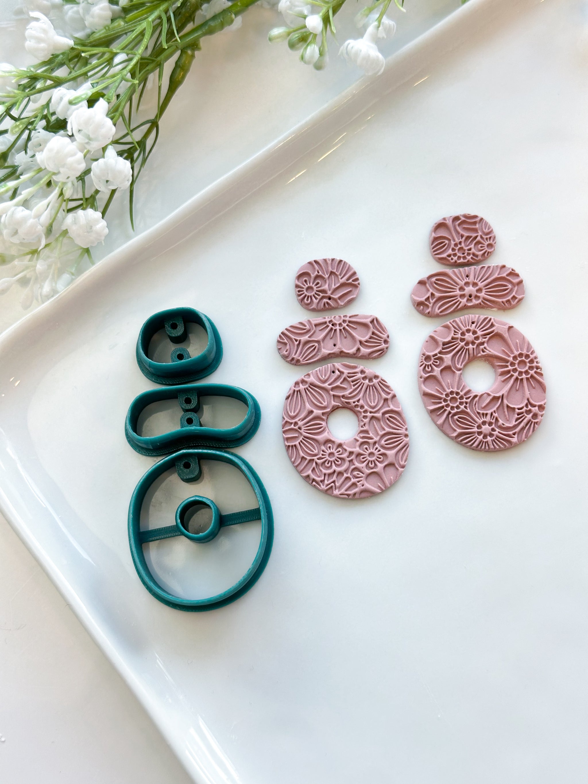 Organic Donut Triple Dangle with Drill Guides Polymer Clay Cutter