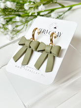 Load image into Gallery viewer, The Bow Dangles in Sage Green
