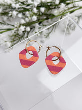 Load image into Gallery viewer, The Pink &amp; Orange Stripes Thick Hoops
