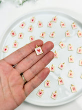 Load image into Gallery viewer, 18K Gold Plated Colourful Heart Stamp Enamel Charm
