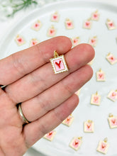 Load image into Gallery viewer, 18K Gold Plated Colourful Heart Stamp Enamel Charm
