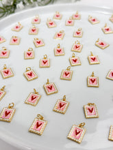 Load image into Gallery viewer, 18K Gold Plated Colourful Heart Stamp Enamel Charm

