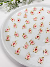 Load image into Gallery viewer, 18K Gold Plated Colourful Heart Stamp Enamel Charm
