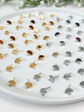 Load image into Gallery viewer, 18K Gold/Platinum Plated Semicircle Stud Post with Loop
