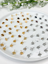 Load image into Gallery viewer, 18K Gold/Platinum Plated Semicircle Stud Post with Loop
