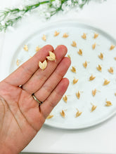 Load image into Gallery viewer, 18K Gold Plated Dual Leaf Stud Post with Stainless Steel Ear Pins and Vertical Loop
