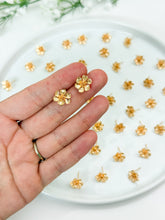 Load image into Gallery viewer, 18K Gold Plated Blooming Flower Stud Post with Vertical Loop
