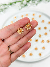 Load image into Gallery viewer, 18K Gold Plated Blooming Flower Stud Post with Vertical Loop
