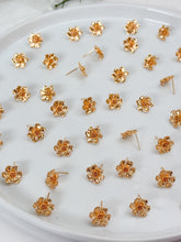 Load image into Gallery viewer, 18K Gold Plated Blooming Flower Stud Post with Vertical Loop
