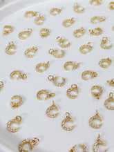 Load image into Gallery viewer, 18K Real Gold Plated Cubic Zirconia Moon Charm
