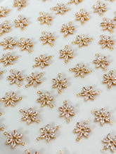 Load image into Gallery viewer, 18K Real Gold Plated Cubic Zirconia Flower Connector with Two Holes
