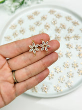 Load image into Gallery viewer, 18K Real Gold Plated Cubic Zirconia Flower Connector with Two Holes
