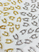 Load image into Gallery viewer, 18K Gold/Platinum Plated Leverback Huggie Hoops with Vertical Loop
