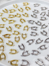 Load image into Gallery viewer, 18K Gold/Platinum Plated Leverback Huggie Hoops with Vertical Loop
