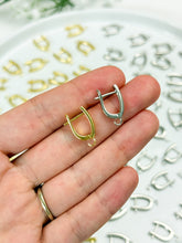 Load image into Gallery viewer, 18K Gold/Platinum Plated Leverback Huggie Hoops with Vertical Loop

