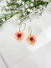 Load image into Gallery viewer, The Butter Yellow Flower Hoops (also in silver)
