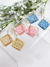 Load image into Gallery viewer, The Mediterranean Tile Square Hoops
