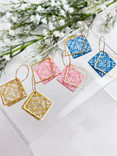 Load image into Gallery viewer, The Mediterranean Tile Square Hoops
