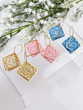 Load image into Gallery viewer, The Mediterranean Tile Square Hoops
