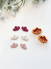 Load image into Gallery viewer, Double Heart Stud Mirrored Set Polymer Clay Cutters
