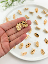 Load image into Gallery viewer, 18K Real Gold Plated Wavy Oval Posts with 316 Surgical Stainless Steel Posts
