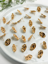 Load image into Gallery viewer, 18K Real Gold Plated Wavy Oval Posts with 316 Surgical Stainless Steel Posts
