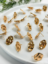 Load image into Gallery viewer, 18K Real Gold Plated Wavy Oval Posts with 316 Surgical Stainless Steel Posts
