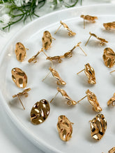 Load image into Gallery viewer, 18K Real Gold Plated Wavy Oval Posts with 316 Surgical Stainless Steel Posts
