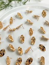 Load image into Gallery viewer, 18K Real Gold Plated Wavy Oval Posts with 316 Surgical Stainless Steel Posts
