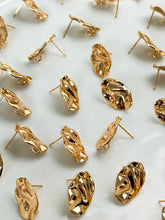 Load image into Gallery viewer, 18K Real Gold Plated Wavy Oval Posts with 316 Surgical Stainless Steel Posts
