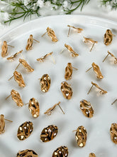 Load image into Gallery viewer, 18K Real Gold Plated Wavy Oval Posts with 316 Surgical Stainless Steel Posts
