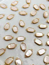 Load image into Gallery viewer, 18K Gold Plated Trapezoid Connector with Embedded Shell with Two Loops
