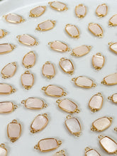 Load image into Gallery viewer, 18K Gold Plated Trapezoid Connector with Embedded Shell with Two Loops
