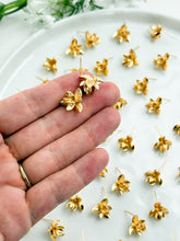 Load image into Gallery viewer, 18K Gold Plated Amaryllis Flower Stud Post with Loop
