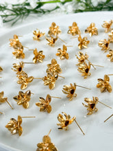 Load image into Gallery viewer, 18K Gold Plated Amaryllis Flower Stud Post with Loop
