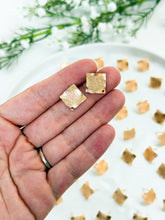 Load image into Gallery viewer, 18K Real Gold Plated Wavy Spotted Square Studs with 316 Surgical Stainless Steel Posts
