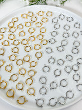 Load image into Gallery viewer, 18K Gold/Platinum Plated Clip-On Huggie Hoop Earrings with Vertical Loop
