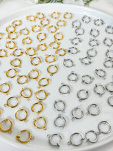 Load image into Gallery viewer, 18K Gold/Platinum Plated Clip-On Huggie Hoop Earrings with Vertical Loop
