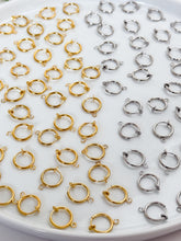 Load image into Gallery viewer, 18K Gold/Platinum Plated Clip-On Huggie Hoop Earrings with Vertical Loop
