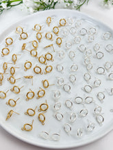Load image into Gallery viewer, 18K Gold/925 Sterling Silver Plated Hollow Circle 316 Stainless Steel Studs with Horizontal Loop
