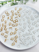 Load image into Gallery viewer, 18K Gold/925 Sterling Silver Plated Hollow Circle 316 Stainless Steel Studs with Horizontal Loop
