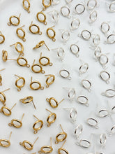 Load image into Gallery viewer, 18K Gold/925 Sterling Silver Plated Hollow Circle 316 Stainless Steel Studs with Horizontal Loop

