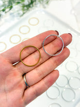 Load image into Gallery viewer, 24K Gold/925 Sterling Silver Plated Circle Brass Bezel Connector (multiple sizes)
